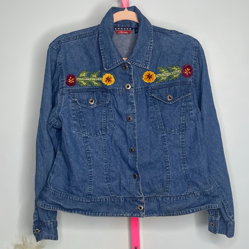 Vintage Agapo Western Aztec Floral Denim Jacket size Medium